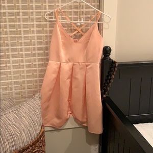Pink silk dress.